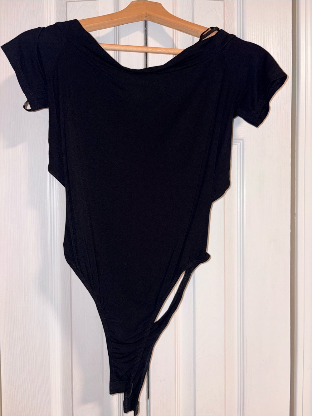 Lulu's Black Ribbed Short Sleeve Bodysuit